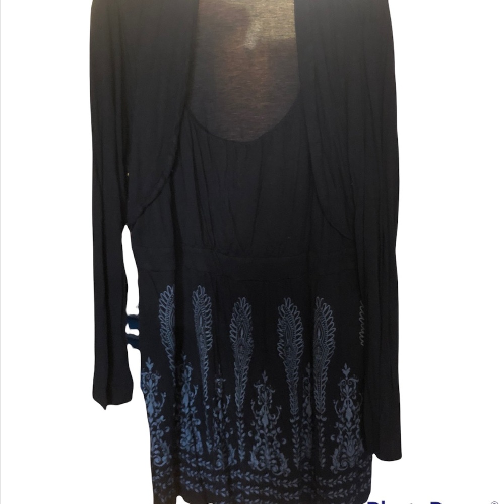 Black Plus Size Tunic with Gray Pattern 1 XL
